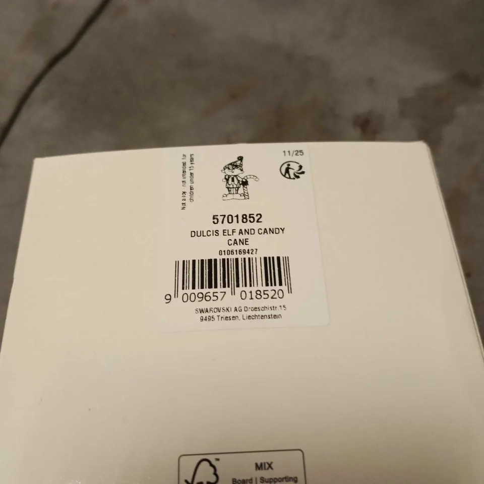 SWAROVSKI DULCIS ELF AND CANDY CANE CRYSTAL FIGURE – 5701852