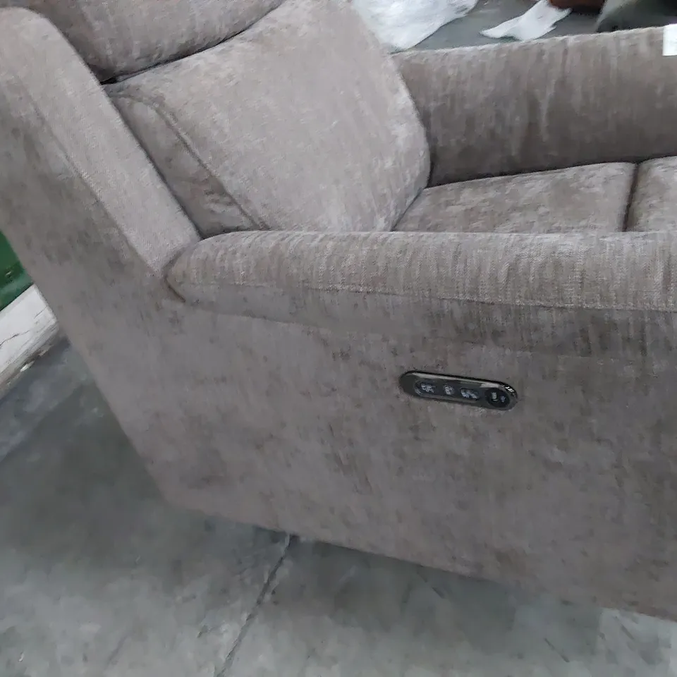DESIGNER POWER RECLINING EASY CHAIR GREY FABRIC 