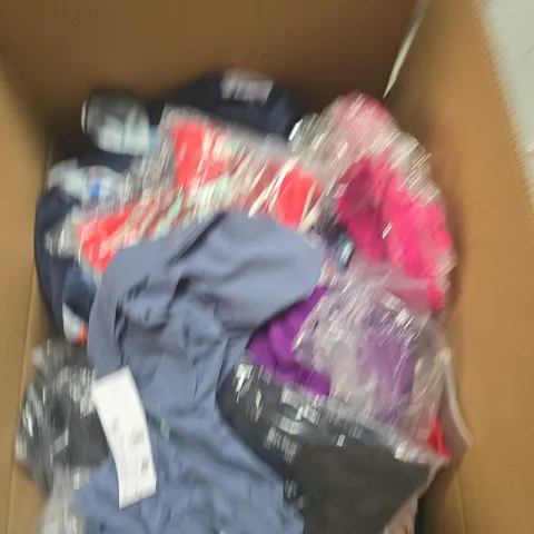 LARGE BOX OF APPROXIMATELY 25 ASSORTED CLOTHING ITEMS IN VARIOUS COLOURS, STYLES AND SIZES - COLLECTION ONLY