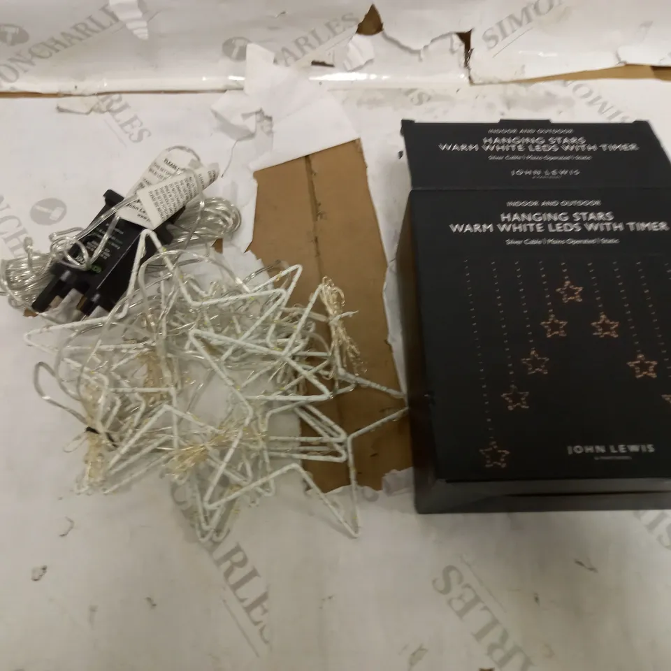 HANGING STARS WARM WHITE LEDS WITH TIMER 