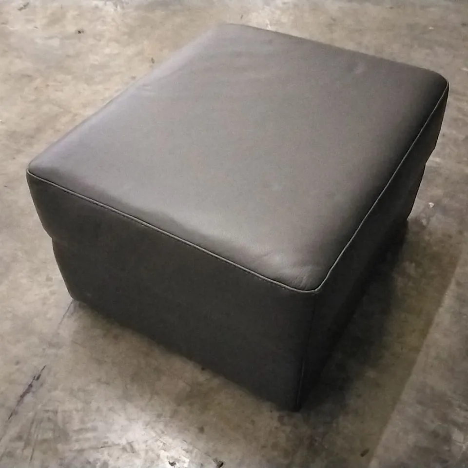 QUALITY ITALIAN DESIGNER GHIRLANDAIO STORAGE FOOTSTOOL MEDIUM GREY LEATHER