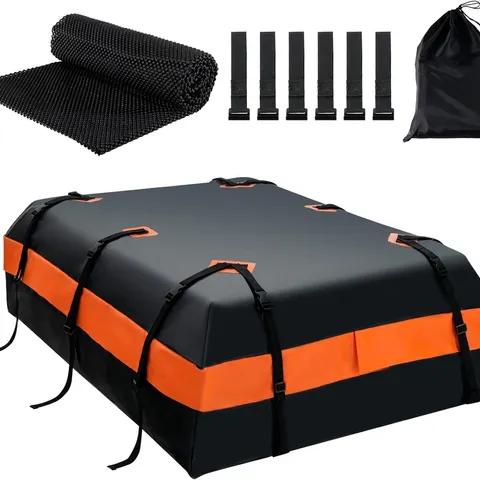 BOXED COSTWAY 595 L ROOFTOP CARGO CARRIER, WATERPROOF CAR ROOF BAG FOR ALL VEHICLES