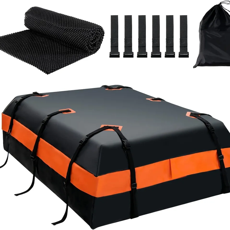 BOXED COSTWAY 595 L ROOFTOP CARGO CARRIER, WATERPROOF CAR ROOF BAG FOR ALL VEHICLES