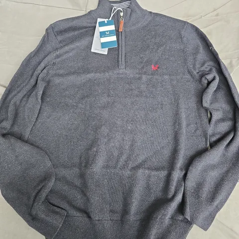 CREW CLOTHING COMPANY CLASSIC HALF ZIP KNIT – NAVY, MEN'S M