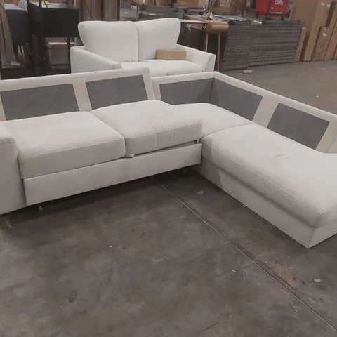 QUALITY DESIGNER CORDUROY UPHOLSTERED CORNER SOFA BED - MISSING CUSHIONS