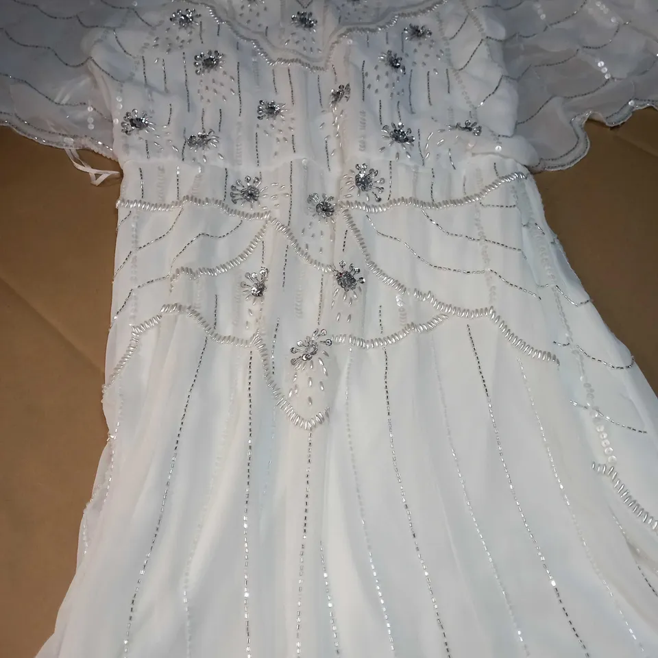 JO BY JOANNA HOPE WHITE/BEAD DETAILED MIDI DRESS - SIZE 16