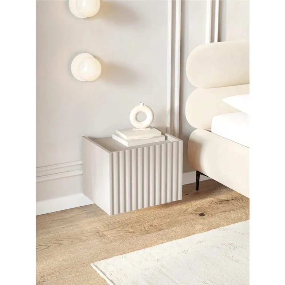 BOXED TAELEN WALL-MOUNTED BEDSIDE TABLE 48cm CASHMERE (1 BOX)