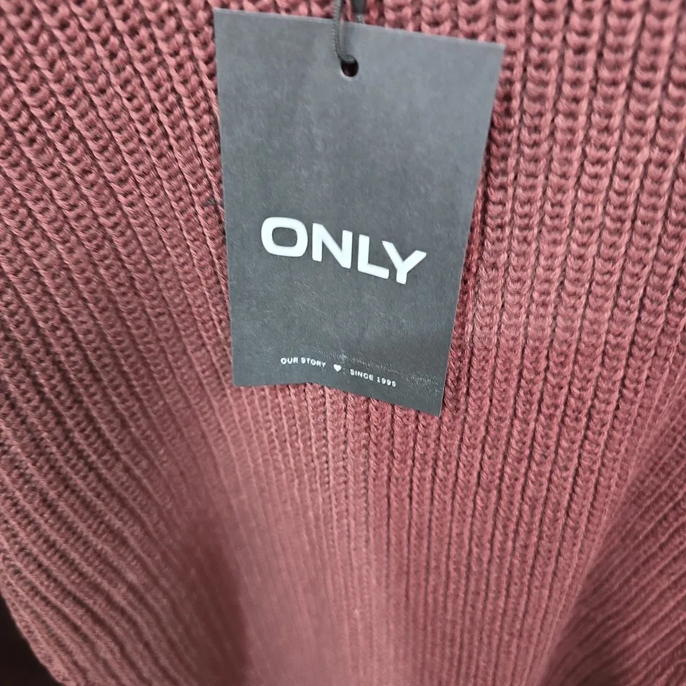 ONLY KNIT SWEATER – BURGUNDY, WOMEN'S UK SIZE M (EU/US M)