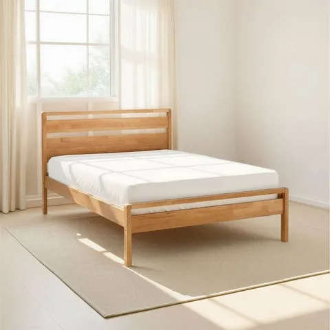 BOXED SKANDI MID CENTURY BED 4'6 DOUBLE - MID OAK (2 BOXES)