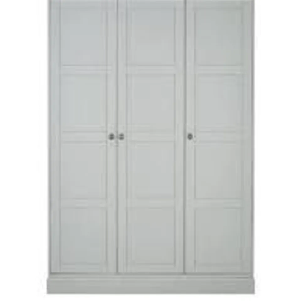 BOXED GRADE 1 DARCY 3-DOOR WARDROBE IN LIGHT GREY - 3 BOXES COMPLETE