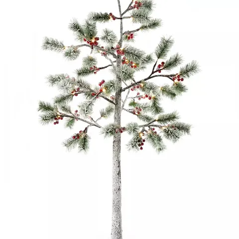 150 CM LIT FLOCKED BERRY & PINE CHRISTMAS TREE