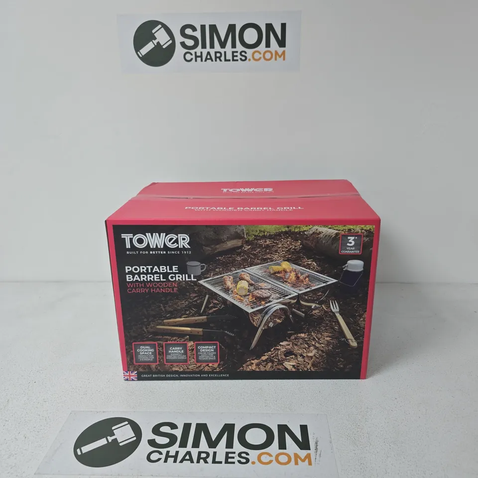 TOWER PORTABLE BARREL GRILL – GARDEN BBQ (BOXED)