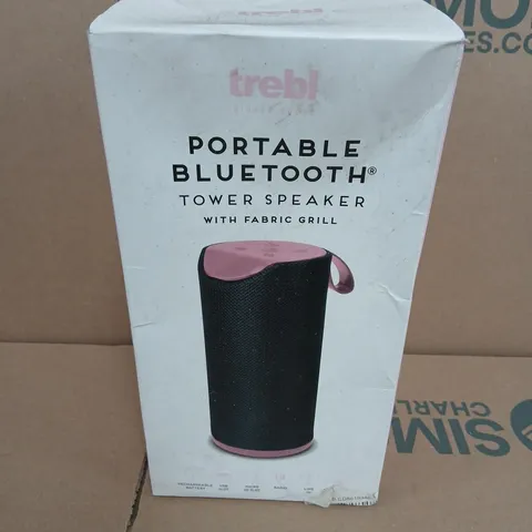 TREBL PORTABLE BLUETOOTH SPEAKER TOWER – BOXED WITH FABRIC GRILL 