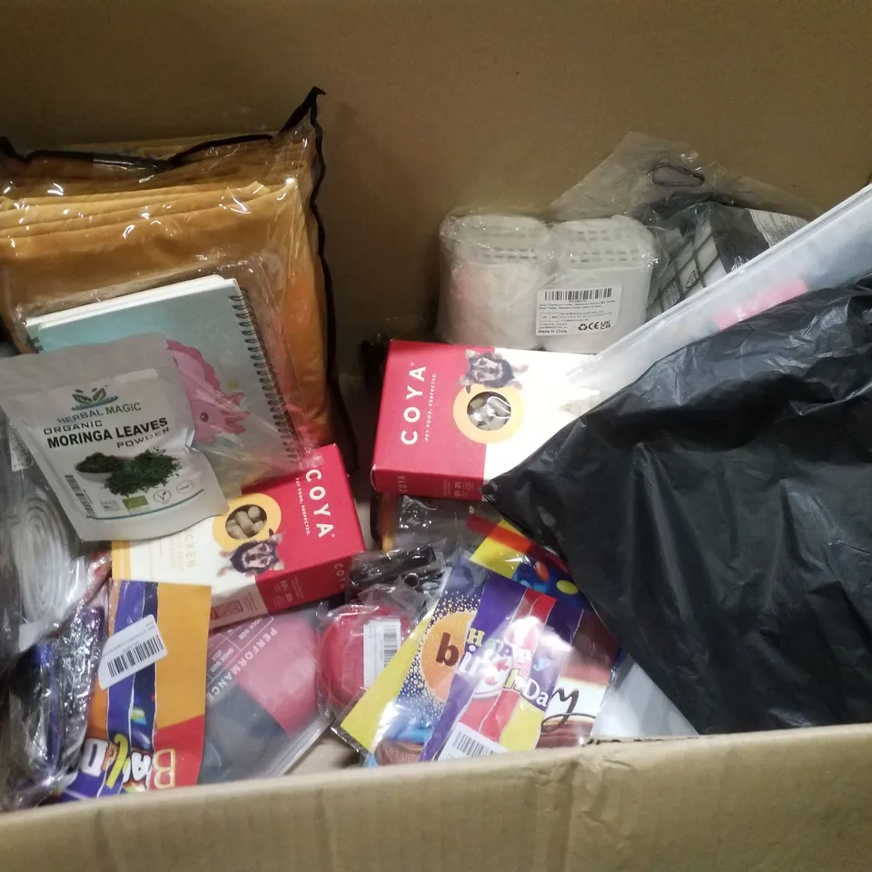 PALLET OF 6 BOXES CONTAINING ASSORTED PRODUCTS INCLUDING FOAM PET SOFA, 2025 WEEKLY DIARY, CHINESE RED ENVELOPES, 3D PRINTER UV RESIN, COMMODE LINERS & PET GROOMING BRUSH 