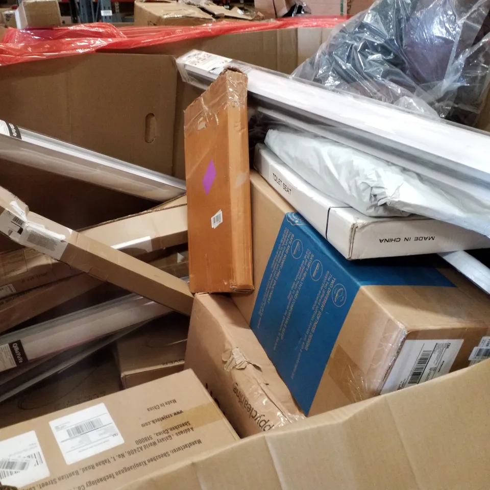 PALLET CONTAINING ASSORTED PRODUCTS INCLUDING KNITTING MACHINE, TOILET SEAT, MATTRESS TOPPER, KIDS CAR SEAT & ROLLER BLINDS