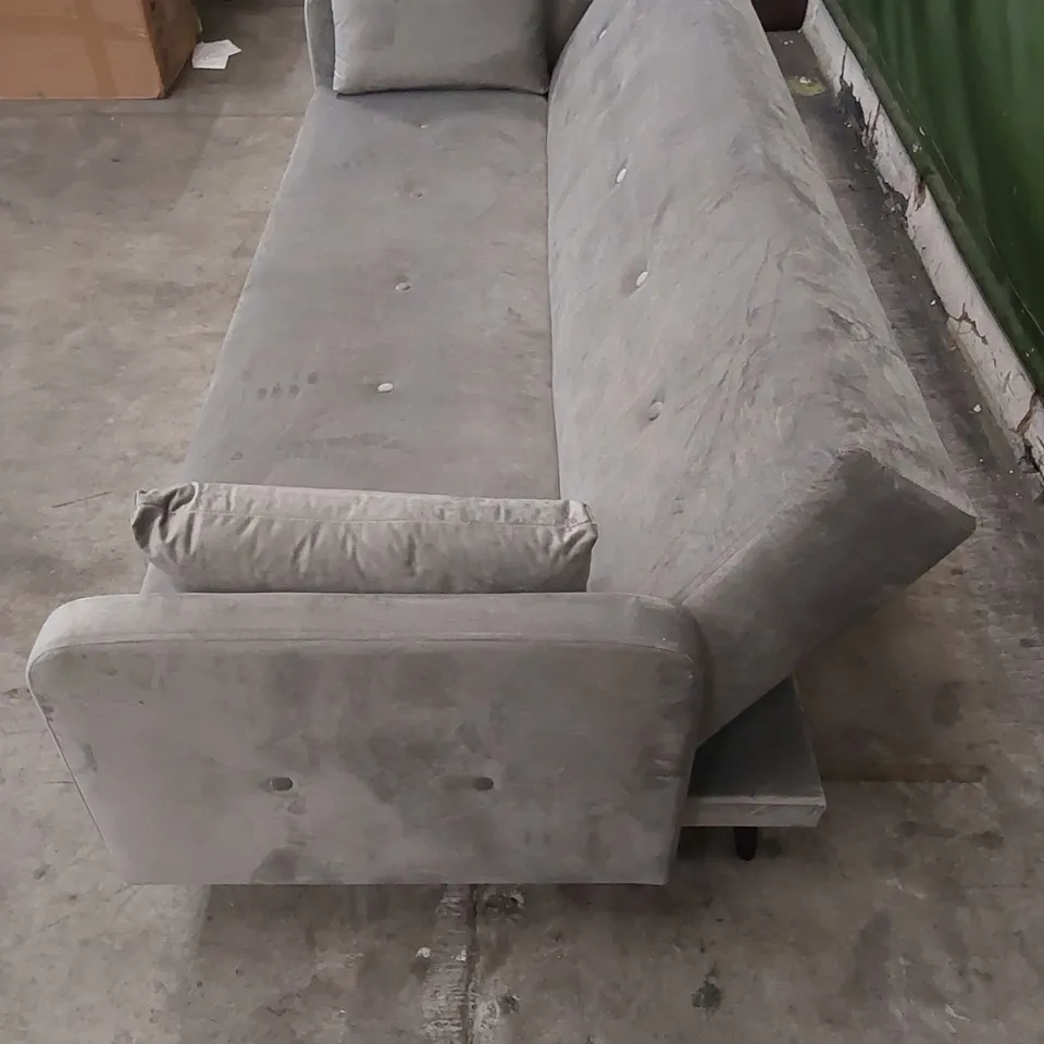 DESIGNER CADIZ GREY VELVET SOFA BED 