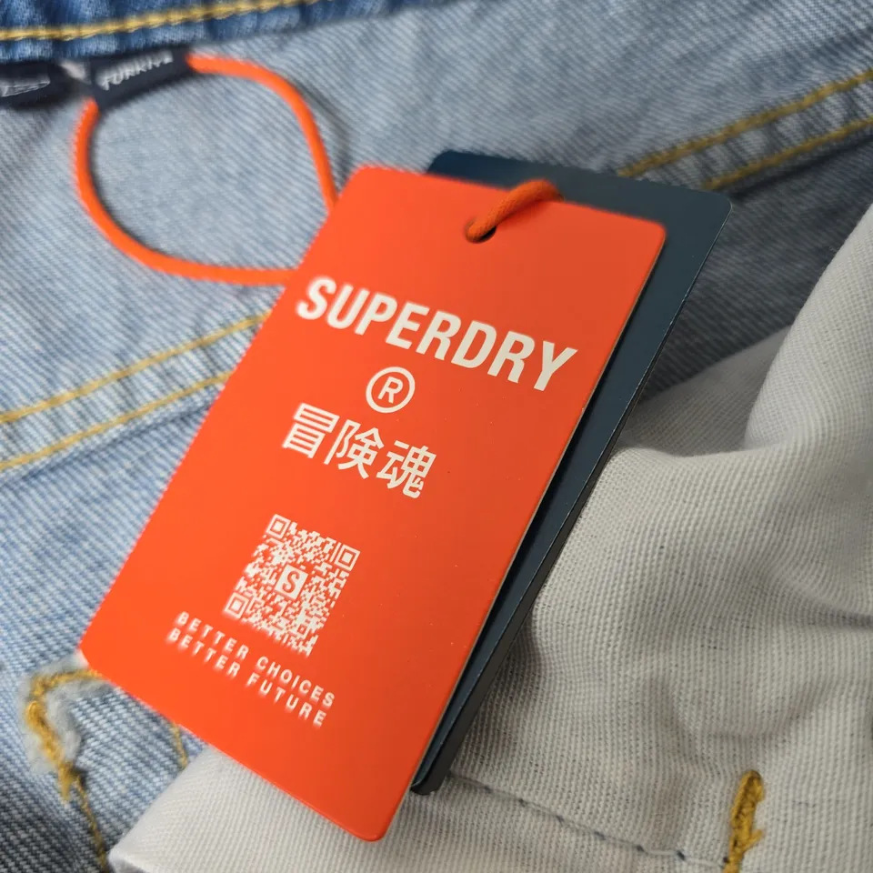 SUPERDRY MID RISE DENIM SHORTS – BLUE, UK 28 (SIZE 28)