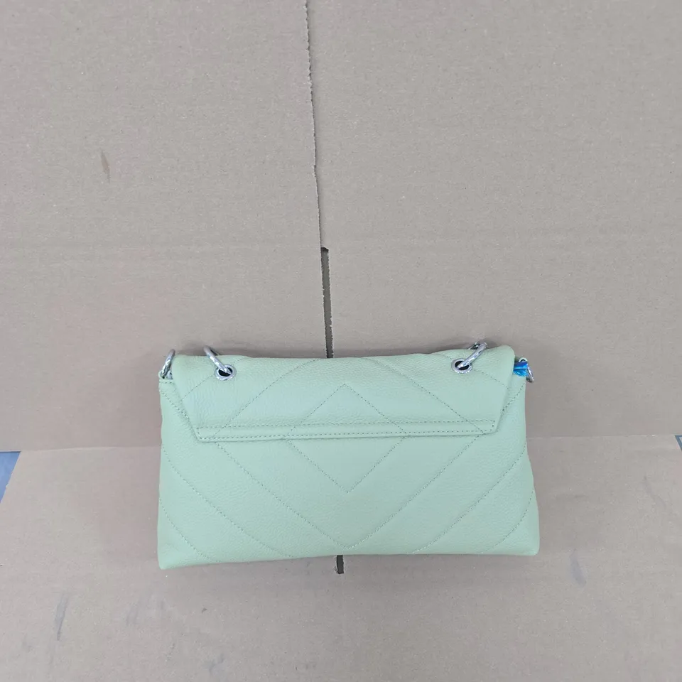 MINT GREEN QUILTED LEATHER HANDBAG WITH CHAIN STRAP 