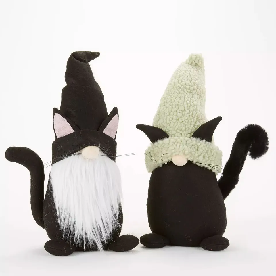 FESTIVE HALLOWEEN BLACK CAT GONKS (SET OF 2)