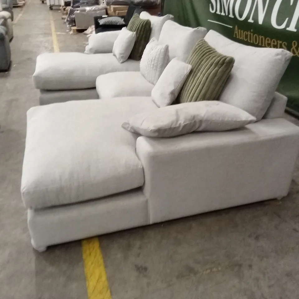 ASTON U-SHAPE FABRIC MODULAR SOFA WITH FOOTSTOOL - SILVER RRP £2999