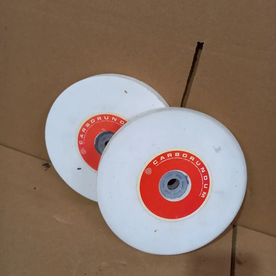 LOT OF 2 CARBORUNDUM 18CM DIAMETER GRINDING WHEELS	