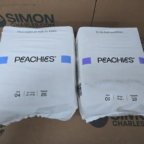 2 X PEACHIES PREMIUM SUSTAINABLE NAPPIES - SIZE 04 & 06 