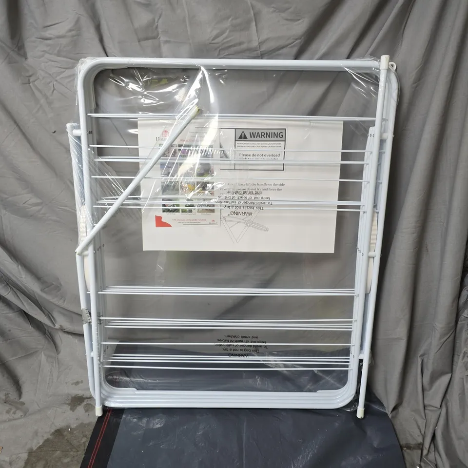 THE HOME HUT FOLDABLE CLOTHES AIRER / DRYING RACK – WHITE METAL