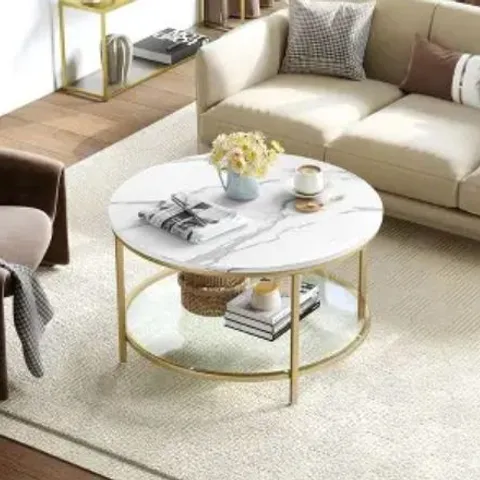 BOXED 2-TIER COFFEE TABLE WITH STORAGE 
