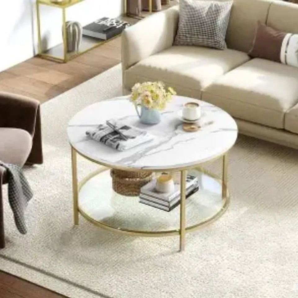 BOXED 2-TIER COFFEE TABLE WITH STORAGE 