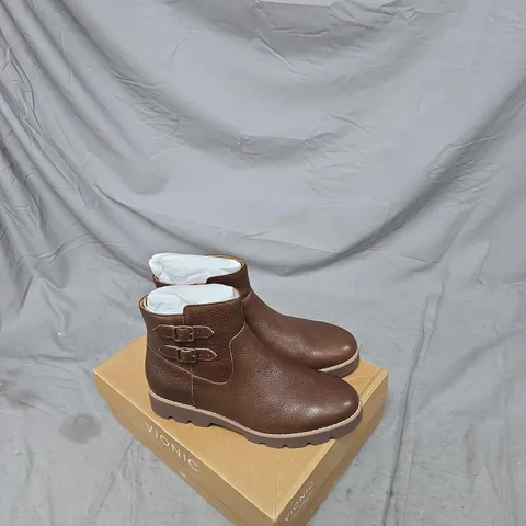 VIONIC CARISSA BROWN LEATHER ANKLE BOOTS – UK 5 (US 7.5)