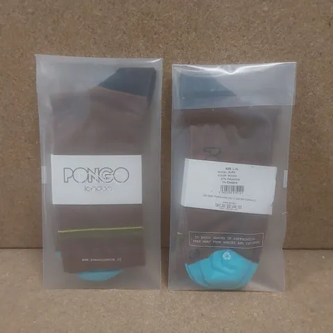 BOX TO CONTAIN APPROX 100 BRAND NEW PAIRS OF PONGO LONDON CYCLING SOCKS - BROWN // SIZE: L-XL // 1 PAIR PER PACK