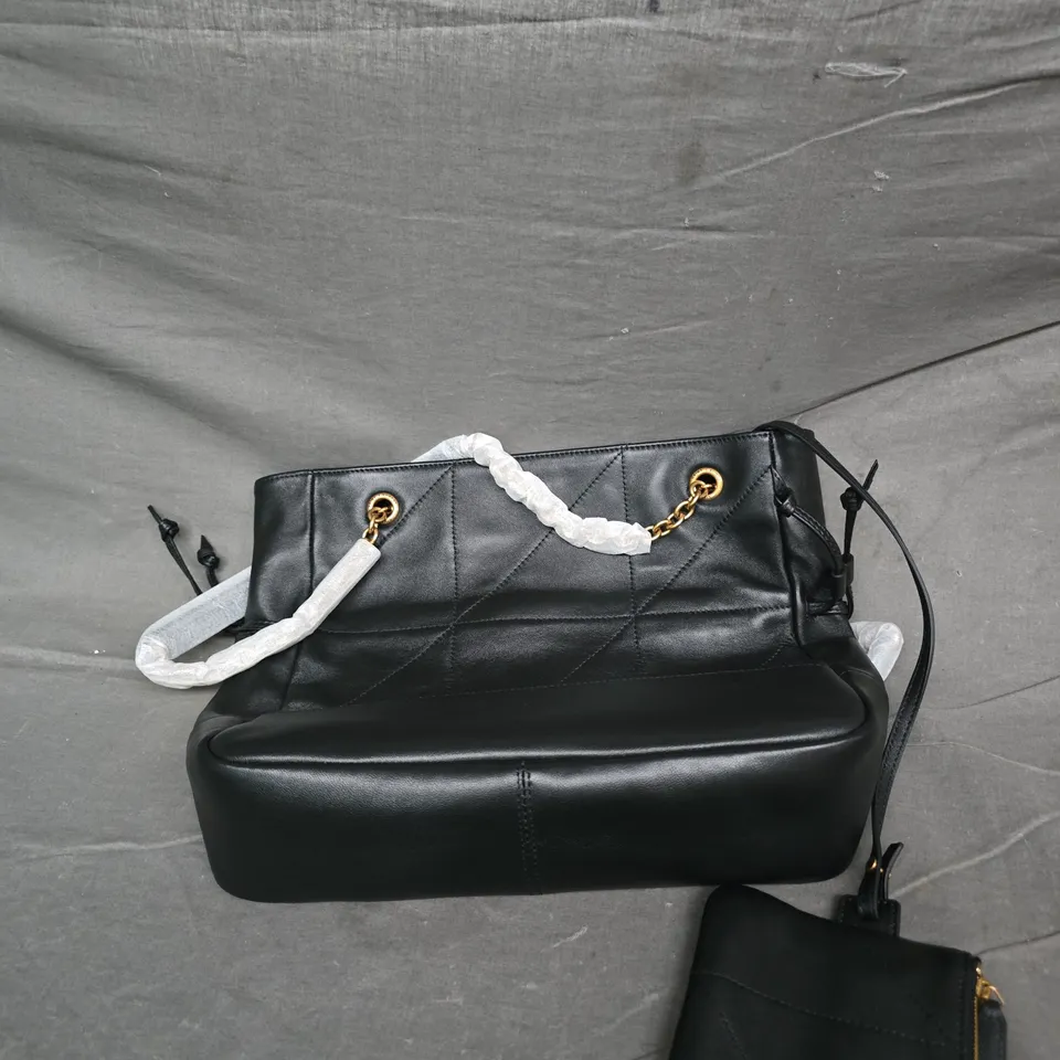 SAINT LAURENT BLACK QUILTED LEATHER SHOULDER BAG WITH GOLD LOGO