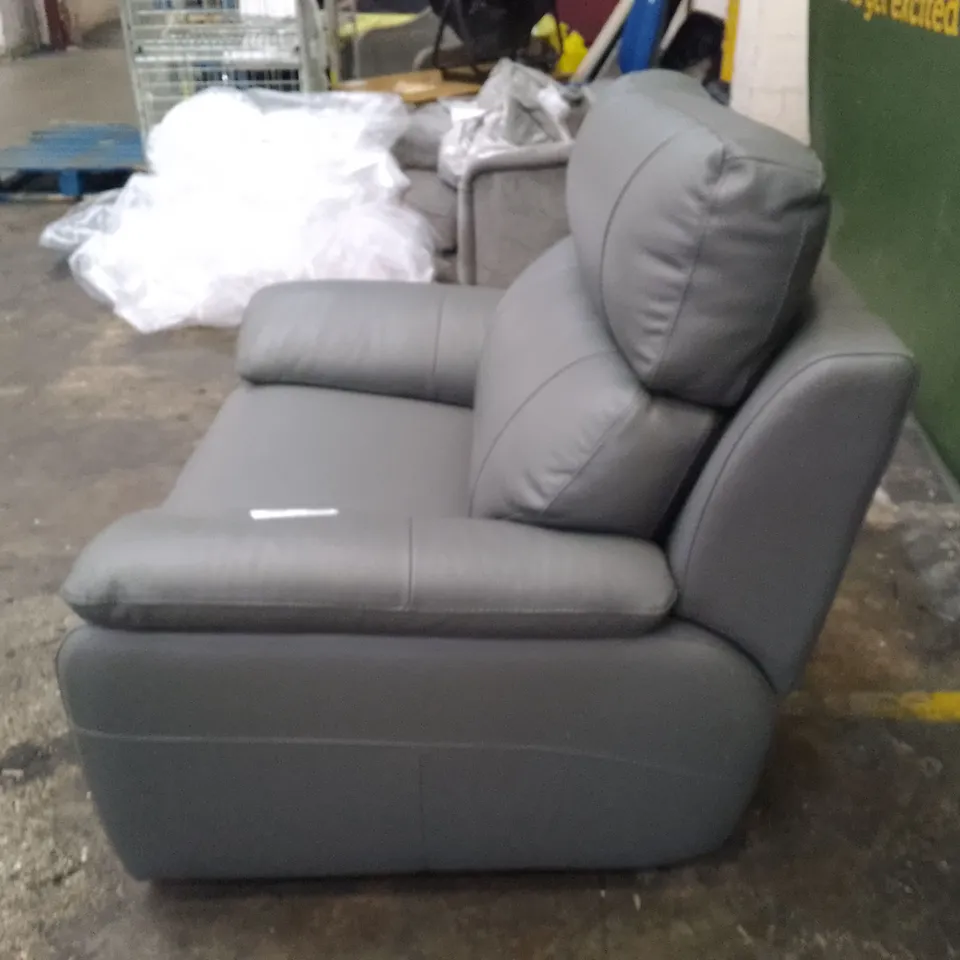 QUALITY ITALIAN DESIGNER PATRIZIO SMALL ARMS ELECTRIC RECLINER CHAIR - ANTHRACITE GREY LEATHER