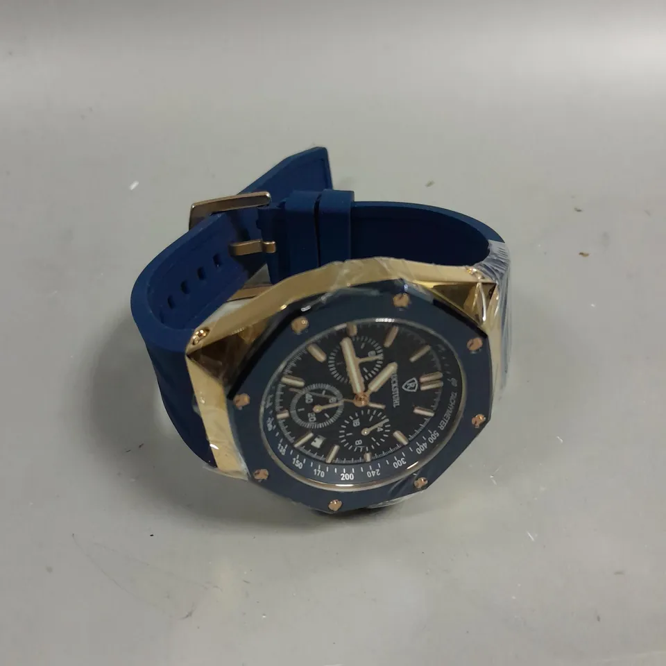 RUCKSTUHL BASEL MEN'S CHRONOGRAPH WATCH R500 WITH BLUE RUBBER STRAP