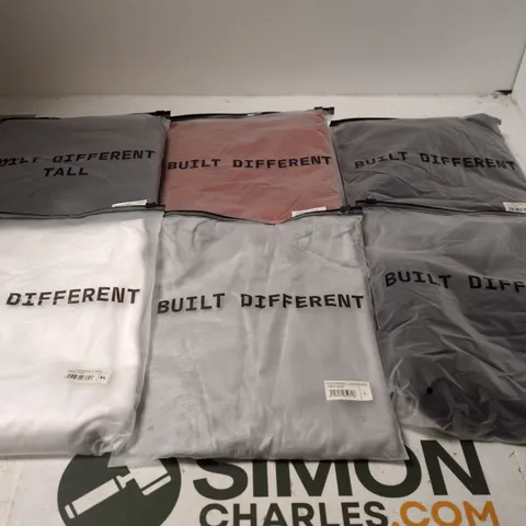 SET OF APPROXIMATELY 20 ASSORTED BUILT DIFFERENT T-SHIRTS/SHIRTS IN VARIOUS COLOURS AND SIZES