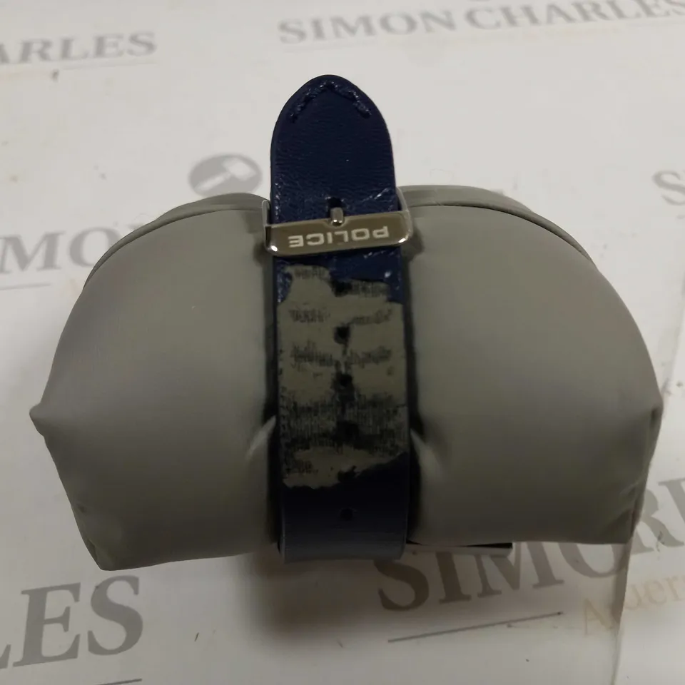 BOXED POLICE WRIST WATCH WITH NAVY FACE AND LEATHER STRAP 