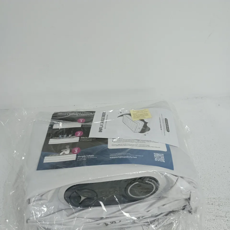 INFLATABLE AIR MATTRESS BED – UNBRANDED, IN PLASTIC PACKAGING