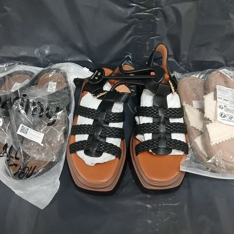 BOX OF APPROXIMATELY 15 ASSORTED PAIRS OF SHOES AND FOOTWEAR ITEMS IN VARIOUS COLOURS, STYLES, AND SIZES - COLLECTION ONLY