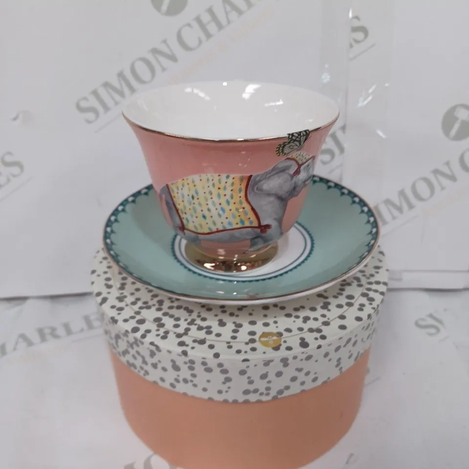 YVONNE ELLEN TEA TIME TEACUP & SAUCER, NEW ELEPHANT - COLLECTION ONLY