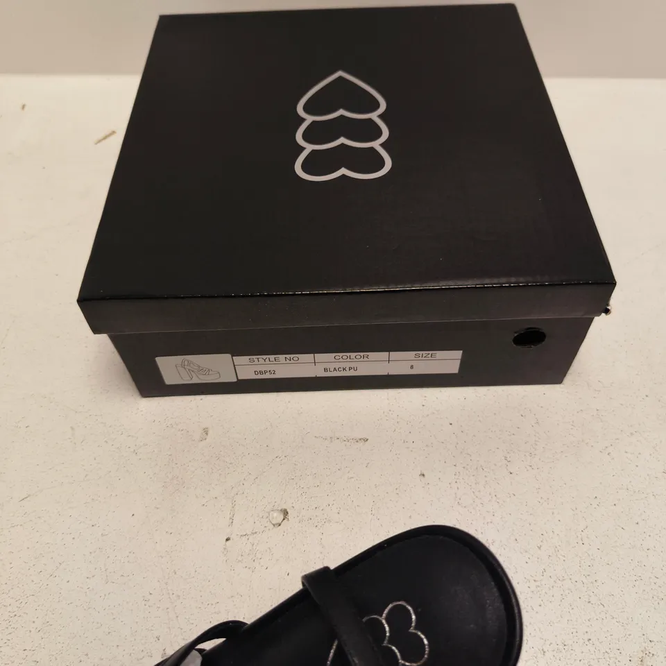 WOMEN'S BLACK PU PLATFORM SANDALS – UK 8 (DBP52) – BOXED
