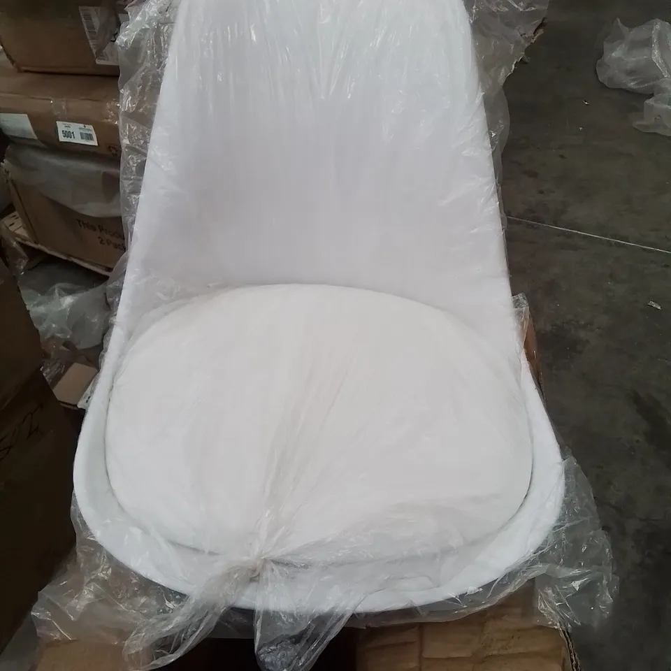 BOXED FAUX LEATHER UPHOLSTERED WHITE DINING  CHAIR