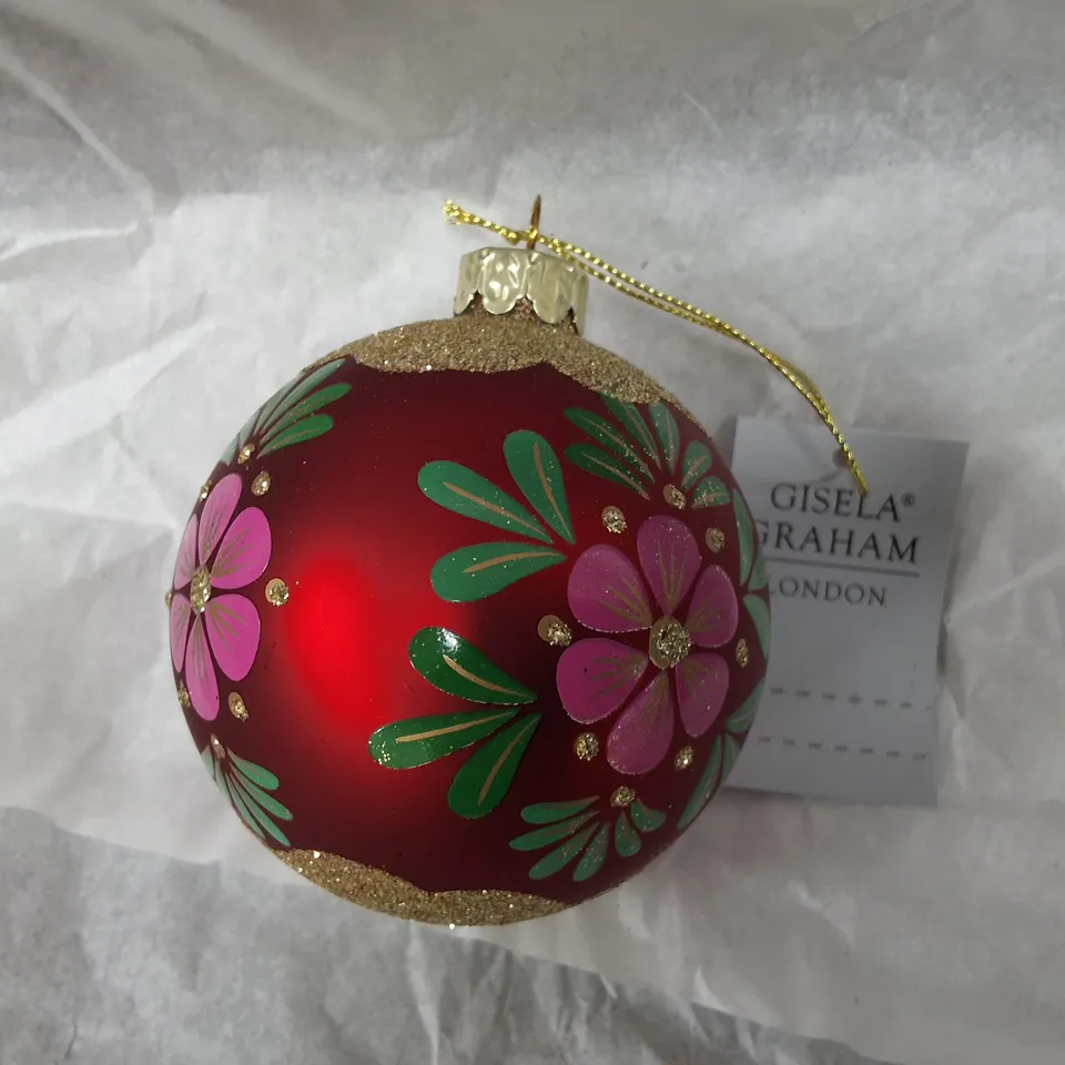 SET OF 12 GISELA GRAHAM DECORATIVE RED BAUBLES