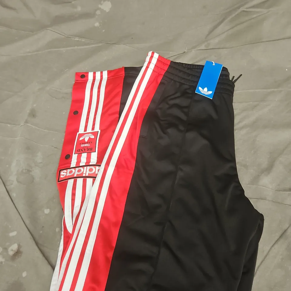 ADIDAS BLACK TRACK PANTS WITH RED & WHITE 3-STRIPES SIZE L