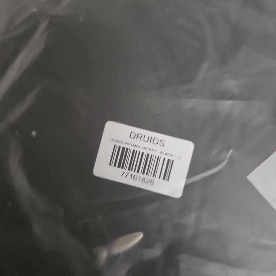 BAGGED DRUIDS PANAMA JACKET – BLACK, UK SIZE 12