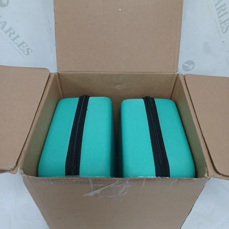 BOXED LOT OF 2 GREEN STORAGE CASES BY FLIPO