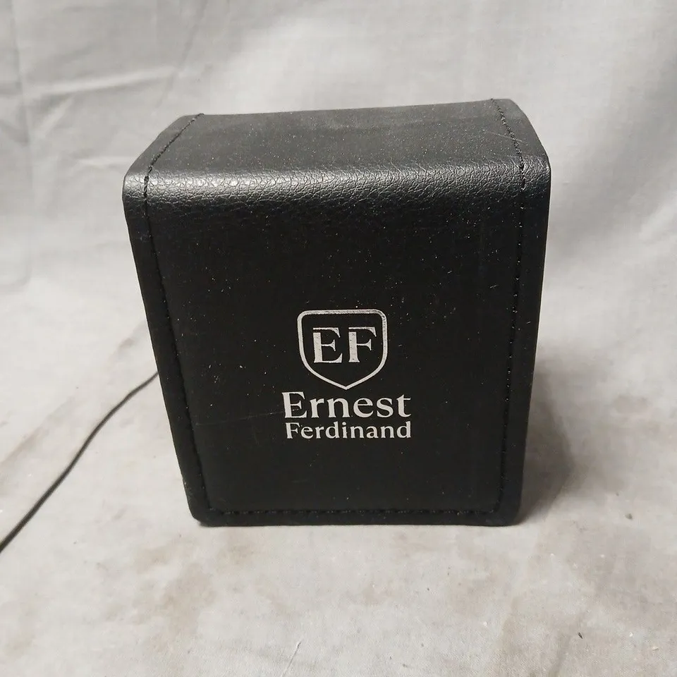 ERNEST FERDINAND QUARTZ WRISTWATCH – BROWN LEATHER STRAP, BOXED