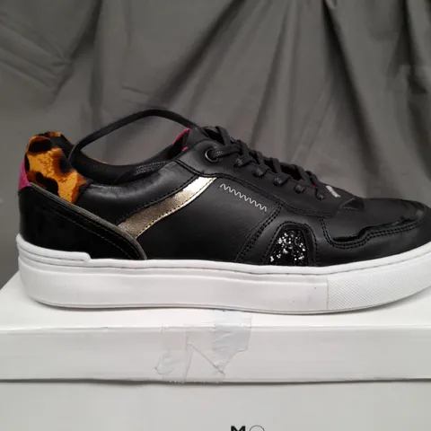 BOXED PAIR OF MODA IN PELLE BELGRAVE BLACK SEQUIN TRAINERS - SIZE 7