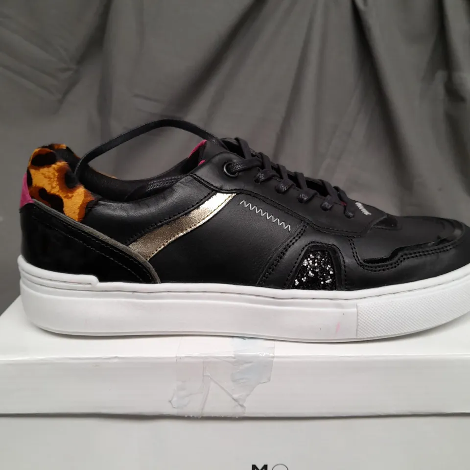 BOXED PAIR OF MODA IN PELLE BELGRAVE BLACK SEQUIN TRAINERS - SIZE 7