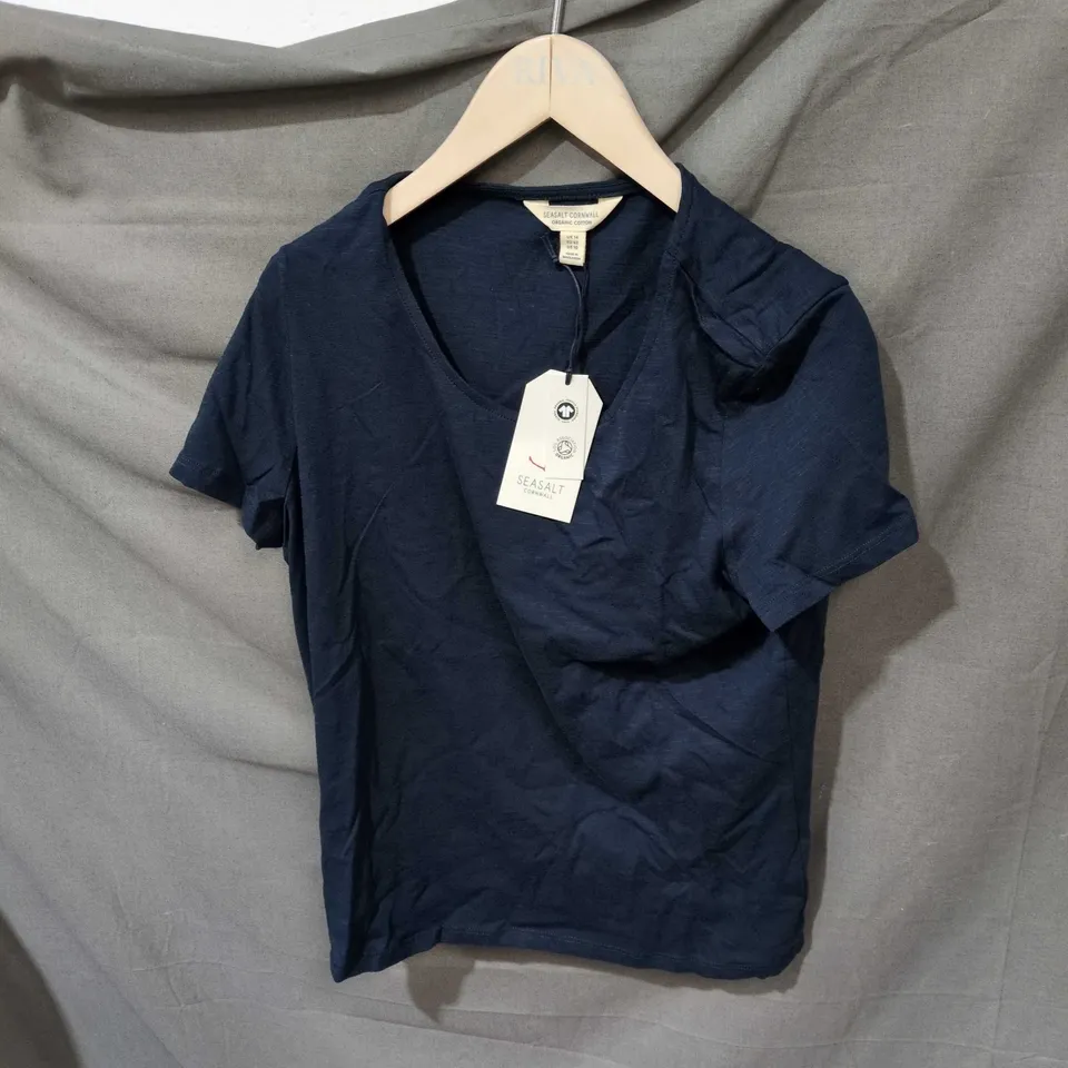 SEASALT CORNWALL ORGANIC COTTON T-SHIRT – NAVY, UK 14 (US 10, EUR 42)