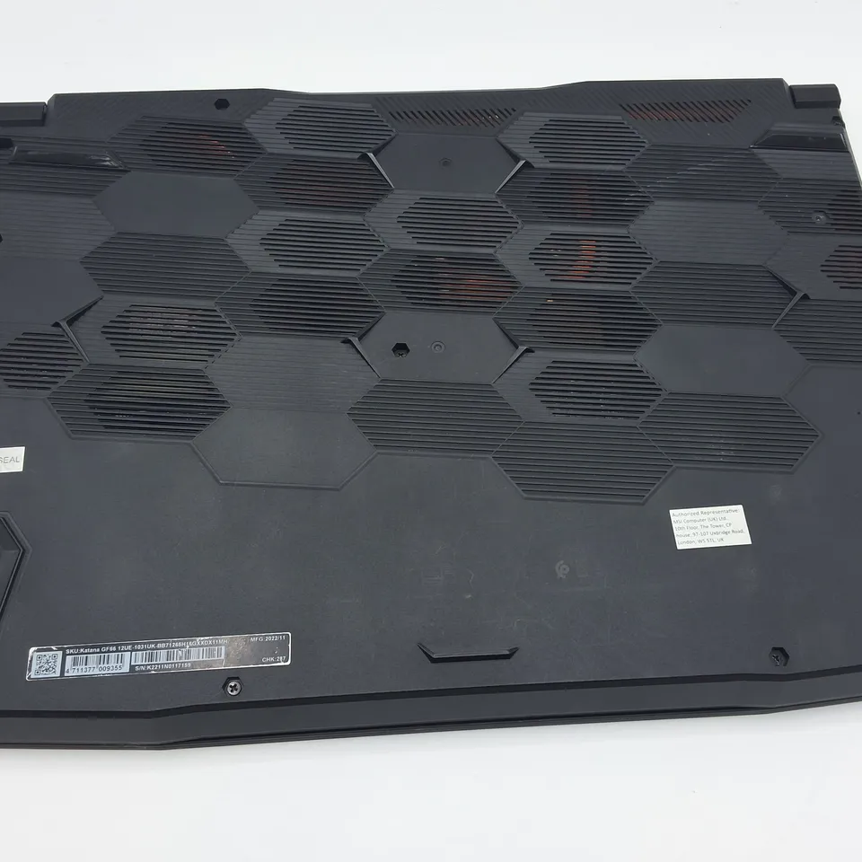 UNBOXED MSI KATANA GF66 INTEL I-7 GEFORCE RTX GAMING LAPTOP IN BLACK - 12UE1031UK